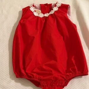 T.B.B.C. Red Baby Girl Floral Collar Bubble Romper